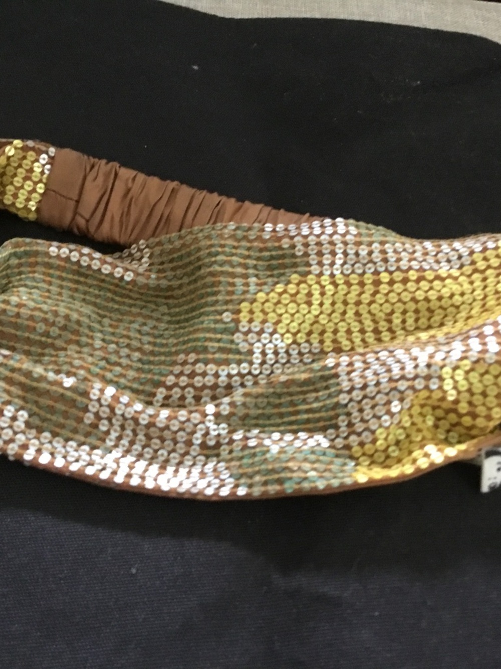 Eugenia Kim stunning Multi brown/yellow silk sequin headband